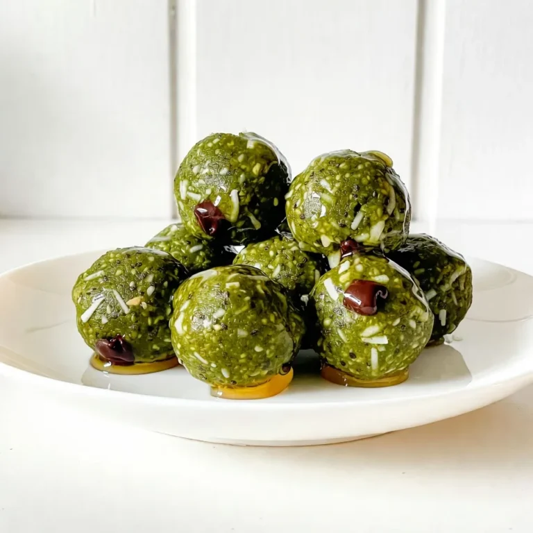 To make Matcha Coconut Energy Bites, gather these simple ingredients. Each plays a vital role in the taste and texture of the bites. - 1 cup rolled oats - 1/2 cup unsweetened shredded coconut - 1/4 cup almond butter - 1/4 cup honey or maple syrup - 1 tablespoon matcha green tea powder - 1/2 teaspoon vanilla extract - 1/4 teaspoon sea salt - 2 tablespoons chia seeds (optional) - 1/4 cup dark chocolate chips (optional) These ingredients blend well together. The rolled oats give a hearty base. Shredded coconut adds a tropical twist. Almond butter brings a creamy texture, while honey or maple syrup offers sweetness. Matcha provides an earthy flavor and boosts energy. Vanilla extract enhances the overall taste. Sea salt balances the sweetness. Chia seeds add fiber and nutrition, and dark chocolate chips give a fun treat. Feel free to adjust any ingredient to suit your taste. For instance, try using peanut butter instead of almond butter. You can also swap honey for agave syrup. This flexibility makes the recipe easy and fun! {{ingredient_image_1}} - Mixing dry ingredients Start with a large mixing bowl. Add 1 cup of rolled oats, 1/2 cup of unsweetened shredded coconut, 1 tablespoon of matcha green tea powder, and 1/4 teaspoon of sea salt. If you want, add 2 tablespoons of chia seeds for extra health benefits. Mix these dry ingredients well with a spoon or spatula until they blend together. - Combining wet ingredients In another bowl, whisk together 1/4 cup of almond butter, 1/4 cup of honey or maple syrup, and 1/2 teaspoon of vanilla extract. Make sure this mixture is smooth. It should blend well without any lumps. This mix will help bind the dry ingredients together. - Forming energy bites Pour the wet mixture into the dry ingredients. Stir until everything is fully combined. If you like chocolate, fold in 1/4 cup of dark chocolate chips. Then, using your hands, form small balls about 1 inch in diameter. If the mix sticks to your hands, dampen them slightly with water. This little trick helps keep the mixture from sticking. - Importance of chilling Chilling the energy bites is key for them to hold their shape. This step also helps the flavors blend nicely together. It makes them easier to eat. - Recommended time Place the formed energy bites on a parchment-lined baking sheet. Refrigerate them for at least 30 minutes. This time allows the bites to firm up before you enjoy them. - Overmixing the ingredients When you mix the ingredients, do it gently. If you overmix, the bites can get tough. The goal is to combine everything just right. You want a sticky texture that holds together without being overly mushy. - Skipping the refrigeration step Chilling the bites is key. If you skip this, they may fall apart. Pop them in the fridge for at least 30 minutes. This helps them firm up and makes them easy to eat. Trust me, it makes a big difference in texture. - Adjusting sweetness You can change the sweetness to fit your taste. If you like it sweeter, add more honey or maple syrup. If you prefer less sweetness, cut back a bit. Taste the mixture before forming the bites to find your perfect balance. - Adding spices or nuts Spice things up! Consider adding a dash of cinnamon or nutmeg. You can also mix in some chopped nuts for crunch. Almonds or pecans work great. These small changes can make your Matcha Coconut Energy Bites even more delightful! Pro Tips Chill the Mixture: Refrigerate the mixture for a short time before forming the bites to make it easier to handle and shape. Customize Sweetness: Adjust the amount of honey or maple syrup based on your sweetness preference. You can also substitute with agave nectar for a vegan option. Storage Tips: Store the energy bites in an airtight container to maintain freshness. They can also be frozen for up to three months. Add Extra Crunch: Mix in some chopped nuts or seeds for added texture and nutrition. Almonds or walnuts work particularly well. {{image_2}} You can easily change the flavor of your energy bites. Using different nut butters can add a twist. Try peanut butter, cashew butter, or sunflower seed butter. Each will give a unique taste. Adding fruits or dried ingredients also enhances the bites. Consider mixing in chopped dates, cranberries, or apricots. These fruits will bring natural sweetness and chewy texture. You can also add nuts like almonds or walnuts for a crunchy bite. If you want vegan options, simply swap honey for maple syrup. This keeps the bites sweet and plant-based. You can use coconut oil instead of almond butter for a nut-free version. For gluten-free adaptations, ensure your oats are certified gluten-free. This way, everyone can enjoy the energy bites. You can make these bites fit various diets with a few simple swaps. To keep your Matcha Coconut Energy Bites fresh, use an airtight container. Glass or plastic containers work well. Make sure the lid closes tightly to keep air out. You can store them in the fridge for a quick snack. If you want to save them longer, freezing is a great option. Just place them in a freezer bag or a freezer-safe container. Label it with the date for easy tracking. These energy bites can stay fresh in the fridge for up to a week. If you freeze them, they can last for about three months. The cold helps keep the flavors bright and the texture nice. When you’re ready to eat, just grab a few from the freezer and let them thaw. Enjoy the taste and energy boost! To make Matcha Coconut Energy Bites, gather your ingredients first. You need rolled oats, shredded coconut, almond butter, honey or maple syrup, matcha powder, vanilla extract, sea salt, and optional chia seeds and dark chocolate chips. 1. In a large bowl, mix the rolled oats, shredded coconut, chia seeds, matcha powder, and sea salt. 2. In another bowl, whisk the almond butter, honey (or maple syrup), and vanilla until smooth. 3. Pour the wet mix into the dry ingredients. Stir until fully combined. Fold in chocolate chips if you like. 4. Use your hands to form small balls, about one inch wide. Wet your hands to prevent sticking. 5. Place the bites on a parchment-lined baking sheet. Chill for at least 30 minutes to firm them up. Yes, you can easily adjust the sweetness. If you want less sugar, reduce the honey or maple syrup. You can also use a sugar substitute if preferred. Keep tasting the mix as you adjust. Balance is key for great flavor. Matcha offers many benefits. It is rich in antioxidants, which help fight free radicals in our bodies. Matcha can boost metabolism, which may help with weight management. It also provides a calm energy boost due to the amino acid L-theanine. This keeps you focused without jitters. You can store these energy bites in an airtight container. They will stay fresh in the fridge for up to a week. If you want them to last longer, freeze them. They can keep for up to three months in the freezer. Just thaw before eating! In this blog post, we covered how to make delicious Matcha Coconut Energy Bites. We looked at key ingredients, easy steps for preparation, and the importance of chilling them. I shared tips to avoid common mistakes and enhance flavors. We also discussed variations for different diets and the best storage practices to keep them fresh. These energy bites are not just tasty, but they also bring health benefits. Try them out and adjust the recipe to fit your taste! Enjoy your healthy snacks!