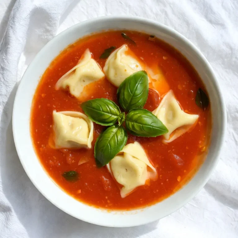For this creamy tomato tortellini soup, you will need: - 1 tablespoon olive oil - 1 medium onion, diced - 3 cloves garlic, minced - 1 can (28 ounces) crushed tomatoes - 4 cups vegetable broth - 1 teaspoon dried basil - 1 teaspoon dried oregano - 1/2 teaspoon red pepper flakes (adjust for spice preference) - Salt and pepper to taste - 9 ounces cheese tortellini (fresh or frozen) - 1 cup heavy cream (or coconut cream for a dairy-free option) - Fresh basil leaves, for garnish These ingredients come together to create a warm and comforting soup. The crushed tomatoes provide a rich base. The tortellini adds heartiness, while the cream gives it a velvety texture. You can customize your soup with these optional add-ins: - Spinach or kale for added greens - Chopped carrots for sweetness - Mushrooms for an earthier flavor - Parmesan cheese for extra richness These add-ins can enhance the soup, making it fit your taste. Feel free to get creative! If you have dietary needs, here are some easy substitutions: - Use olive oil for vegan-friendly cooking. - Replace heavy cream with coconut cream for a dairy-free version. - Choose gluten-free tortellini if you need a gluten-free option. These substitutions keep the soup delicious while catering to different diets. Adjusting ingredients can help you enjoy this soup no matter your preferences! {{ingredient_image_1}} Start by heating one tablespoon of olive oil in a large pot over medium heat. Once the oil is hot, add one diced onion. Sauté the onion for about five minutes until it softens and turns clear. Next, stir in three minced garlic cloves. Cook for another minute until you smell the garlic's aroma. This step builds a tasty foundation for your soup. Then, pour in one can of crushed tomatoes and four cups of vegetable broth. Stir the mix well to combine. Add one teaspoon of dried basil, one teaspoon of dried oregano, and half a teaspoon of red pepper flakes. Season with salt and pepper to taste. Bring the mixture to a gentle boil. Let it bubble for ten minutes. This simmering allows the flavors to blend beautifully. After the soup has simmered, it's time to add the tortellini. Toss in nine ounces of cheese tortellini, whether fresh or frozen. Cook according to the package instructions, which usually takes about five to seven minutes. Stir the tortellini gently to ensure they cook evenly. The pasta will become tender and soak up the soup's rich flavors. Once the tortellini is cooked, lower the heat. Slowly stir in one cup of heavy cream. For a dairy-free option, you can use coconut cream instead. Mix until the cream blends fully. Let the soup simmer for an additional two to three minutes. This step creates a rich and creamy texture. Taste the soup and adjust seasoning if needed. Now, your comforting creamy tomato tortellini soup is ready to serve! To boost the flavor of your creamy tomato tortellini soup, use fresh herbs. Fresh basil gives a bright taste. You can also add a pinch of sugar to balance the acidity of the tomatoes. A splash of balsamic vinegar adds depth. For extra richness, consider using roasted garlic instead of raw. You can roast garlic by wrapping whole cloves in foil and baking them until soft. One common mistake is overcooking the tortellini. They should be tender but not mushy. Always follow the package instructions for the best texture. Another mistake is skipping the seasoning. Taste your soup before serving, then adjust salt and pepper as needed. Lastly, avoid adding the cream too soon. Stir it in at the end for a creamy finish. You can easily make this soup dairy-free. Just swap the heavy cream for coconut cream. This keeps the soup rich and creamy without dairy. Be sure to taste it after this change. You might want to add more spices to enhance the flavor. Also, check for dairy-free tortellini at your store. Many brands now offer great options. Pro Tips Use Fresh Ingredients: Fresh basil and high-quality tomatoes enhance the flavor of the soup significantly. Adjust the Creaminess: If you prefer a lighter soup, add less cream or use a dairy-free option like coconut cream. Spice It Up: Experiment with different spices like smoked paprika or Italian seasoning for a unique twist on flavor. Garnish for Visual Appeal: A sprinkle of fresh basil or a drizzle of olive oil before serving makes the dish visually stunning. {{image_2}} You can make your creamy tomato tortellini soup even better by adding veggies. Spinach is a great choice. It wilts nicely and adds color. Kale is another option. It gives a hearty bite. Carrots and zucchini also work well. Dice them small, so they cook fast. You can add a cup or two, depending on your taste. If you like heat, try making a spicy version. Increase the red pepper flakes to one teaspoon or more. You could also add diced jalapeños for extra spice. Another idea is to toss in some crushed red pepper while cooking. This will give your soup a warm kick. Just be careful not to add too much! You have many ways to change the flavor of your soup. Swap the cheese tortellini for meat tortellini for a heartier meal. Use coconut cream instead of heavy cream for a dairy-free option. You could also add different herbs, like thyme or parsley. Each swap gives a new taste, keeping the soup exciting. To store leftovers, let the soup cool first. Then, transfer it to an airtight container. It stays fresh in the fridge for about 3 to 4 days. Make sure to label the container with the date. This will help you remember when you made it. You can freeze this creamy tomato tortellini soup too. Use a freezer-safe container to prevent freezer burn. Leave some space at the top for expansion. It’s best to freeze the soup without the cream. If you freeze it, the cream may separate. The soup can last for about 2 to 3 months in the freezer. When you’re ready to eat, thaw the soup in the fridge overnight. Reheat it on the stove over medium heat. Stir often to prevent it from sticking. If it seems too thick, add a splash of broth or water. This helps bring back that creamy texture. Enjoy your warm bowl of comfort! Yes, you can use frozen tortellini. Just add it directly to the soup. Cook it for about 5-7 minutes, or until it is tender. Frozen tortellini works great and saves time. To make this soup vegetarian, use vegetable broth instead of chicken broth. You can also use cheese tortellini, which is often vegetarian. This keeps all the yummy flavors without meat. Yes, you can make this soup ahead of time. Prepare it fully and store it in the fridge. It stays good for about 3 days. Just reheat it on the stove when you are ready to eat. This soup pairs well with crusty bread or a fresh salad. You can also add some garlic bread for extra flavor. These sides make the meal feel complete and comforting. This blog post covered the key ingredients and steps for making creamy tomato tortellini soup. You learned about main ingredients, optional add-ins, and substitutions for diets. I shared tips to enhance flavor and avoid common mistakes. We explored fun variations and how to store leftovers. In closing, this soup is adaptable and easy to make. You can impress everyone at the table, no matter their taste. Enjoy creating your perfect bowl of creamy goodness!