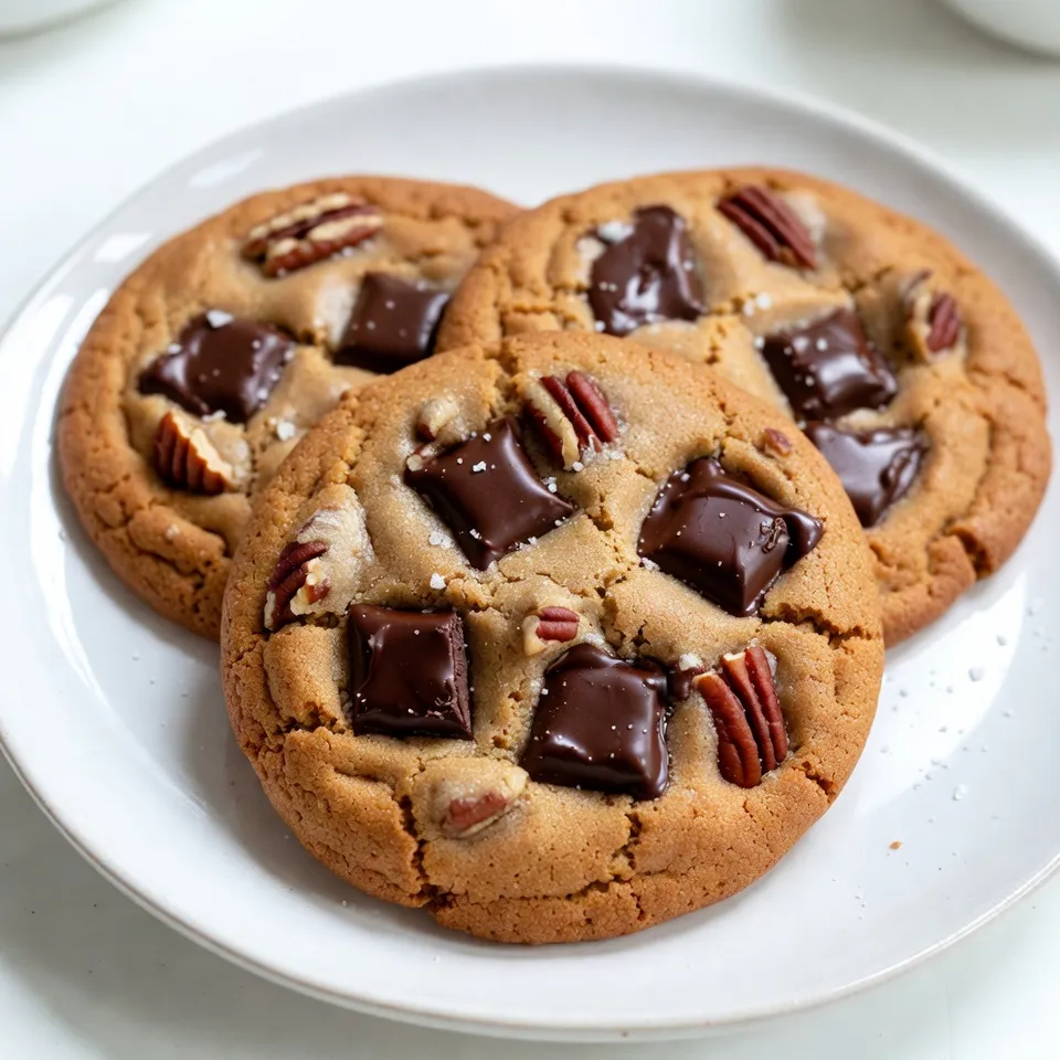 - 1 cup unsalted butter - 1 cup brown sugar, packed - 1/2 cup granulated sugar - 2 teaspoons vanilla extract - 2 large eggs - 3 cups all-purpose flour - 1 teaspoon baking soda - 1/2 teaspoon salt - 1 1/2 cups chocolate chunks (milk or dark) - 1/2 cup chopped pecans or walnuts (optional) The main ingredients in these cookies create a rich and sweet base. The unsalted butter adds creaminess, while brown sugar gives a lovely depth to the flavor. I love using both brown and granulated sugar. This mix brings the perfect sweetness and chewiness to each bite. The dry ingredients are just as important. All-purpose flour gives the cookies structure. Baking soda helps them rise, while salt balances the sweetness. I always add a pinch of salt. It enhances the flavor and makes the cookies taste better. For the mix-ins, I recommend using chocolate chunks. You can choose milk or dark chocolate, depending on your taste. The chunks melt beautifully and create gooey pockets of chocolate. If you want, add chopped nuts like pecans or walnuts. They add crunch and a nice nutty flavor. {{ingredient_image_1}} - Melt butter over medium heat until golden brown. - Allow cooling slightly before use. To make brown butter, you need to melt the unsalted butter in a medium saucepan. Stir it often as it heats. In about 5 to 7 minutes, it will turn a lovely golden brown color. This step is key for rich flavor. The nutty aroma is a good sign that it’s ready. Make sure to let it cool a bit before mixing it with the other ingredients. - Combine brown butter, brown sugar, and granulated sugar. - Add vanilla extract and eggs one at a time. In a large mixing bowl, add the brown butter along with the brown sugar and granulated sugar. Mix them well until they are all combined. Next, add the vanilla extract. After that, crack in the eggs, one at a time. Mix well after each egg. This helps the batter stay smooth. - Whisk flour, baking soda, and salt in a separate bowl. - Gradually mix dry ingredients into wet ingredients. Take a separate bowl and whisk together the all-purpose flour, baking soda, and salt. This step helps to distribute the baking soda evenly. Slowly add this mixture to the wet ingredients. Mix gently until the flour is just absorbed. Be careful not to overmix; you want soft cookies. - Fold in chocolate chunks and nuts. - Refrigerate dough for at least 30 minutes. After mixing, fold in the chocolate chunks and nuts if you are using them. Chilling the dough is very important. Wrap it in plastic and put it in the fridge for at least 30 minutes. This helps the flavors develop and keeps the cookies from spreading too much while baking. - Preheat the oven to 350°F (175°C). - Drop dough on prepared baking sheet. - Bake for 10-12 minutes and cool on wire rack. Preheat your oven to 350°F, or 175°C. Line a baking sheet with parchment paper. Using a cookie scoop or a tablespoon, drop rounded balls of dough onto the sheet. Space them about 2 inches apart. Bake for 10 to 12 minutes. The edges should be golden, and the centers may look a bit underbaked. Let them cool on the baking sheet for 5 minutes. Then, move them to a wire rack to cool fully. Enjoy! Using brown butter is key to rich flavor. It adds a nutty taste that makes cookies great. To make brown butter, melt unsalted butter on medium heat. Stir it often until it turns golden. This takes about 5-7 minutes. Let it cool slightly before mixing it in. Chilling the dough is also important. It firms up the butter and helps the cookies hold their shape. I suggest chilling the dough for at least 30 minutes. This helps the flavors come together, too. You can add spices to boost flavor. A pinch of sea salt or cinnamon brightens the sweet taste. You can also use vanilla extract for a classic vibe. Try adding espresso powder for a bold kick. When it comes to chocolate, you have options. Use milk chocolate for sweetness or dark chocolate for richness. Mixing in chopped pecans or walnuts adds crunch and flavor. You can even skip nuts for a nut-free version. For the perfect cookie size, use a cookie scoop. A tablespoon works too. Aim for rounded balls of dough about 2 inches apart. This helps them bake evenly. To check for doneness, look for golden edges. The center should look slightly underbaked. This ensures a chewy texture. Let them cool on the baking sheet for 5 minutes before moving them to a wire rack. Pro Tips Chill the Dough: Refrigerating the cookie dough for at least 30 minutes enhances the flavor and texture while preventing excessive spreading during baking. Brown Butter Technique: Pay close attention when browning the butter; it can go from perfect to burnt quickly. Stir frequently to achieve a rich, nutty aroma. Measuring Flour: For best results, use the spoon and level method to measure your flour. This helps avoid dense cookies due to too much flour being packed into the measuring cup. Customize Your Mix-ins: Feel free to experiment with different types of chocolate or nuts. Dark chocolate adds a sophisticated touch, while nuts give great texture. {{image_2}} You can choose between dark and milk chocolate for this cookie recipe. Dark chocolate adds a rich, bold flavor, while milk chocolate brings sweetness. I love using chocolate chunks because they melt nicely and give a gooey texture. If you prefer, you can also use chocolate chips instead of chunks. Chips are smaller and easier to mix in, but they won’t melt as much. If you have nut allergies or just prefer a nut-free cookie, don’t worry! You can simply leave out the nuts. Alternatively, you can replace nuts with seeds like sunflower or pumpkin seeds. This keeps your cookies crunchy while being safe for everyone. Want to add a twist to your cookies? Try adding espresso powder for a coffee kick. Just a teaspoon can enhance the chocolate flavor. If you like citrus, add a bit of orange zest. This will brighten the taste and add a fresh note. You can also explore other extracts like almond or mint for different flavor profiles. To keep your cookies fresh, store them in an airtight container. Place a piece of bread in the container to help maintain moisture. This keeps cookies soft for up to a week. If you want a crunchy cookie, just skip the bread. You can freeze both the dough and the baked cookies. For dough, scoop it into balls and freeze on a baking sheet. Once firm, transfer the dough balls to a freezer bag. They last up to three months. For baked cookies, let them cool, then store in an airtight container. They can stay fresh for up to three months too. If your cookies lose their charm, you can refresh them. To revive baked cookies, warm them in the oven at 350°F for a few minutes. This brings back the softness. If you froze the dough, bake directly from the freezer. Just add a minute or two to the bake time for perfect results. Yes, you can use salted butter. However, it will change the cookie's taste. You may want to cut back on the added salt. Salted butter can add a nice flavor, but be careful not to make the cookies too salty. Look for golden edges and a soft center. The cookies should appear slightly underbaked in the middle. They will firm up as they cool on the baking sheet. Trust your eyes and don't let them bake too long. You can use granulated sugar in a pinch. If you want a similar taste, mix granulated sugar with molasses. Use one cup of granulated sugar and add one tablespoon of molasses. This gives you the same rich flavor. Chill the dough for at least 30 minutes. This step helps the cookies hold their shape. Make sure not to overmix the dough when adding flour. These tips keep your cookies thick and chewy. You can use whole wheat flour. It will change the texture and flavor slightly. Use half whole wheat flour and half all-purpose flour for a good mix. This way, you get a nuttier taste while still keeping the texture nice. In this blog post, we explored the key ingredients for delicious cookies, from wet to dry. We included essential tips for perfect texture and flavor enhancements. I shared simple steps to make, chill, and bake your cookies. Don’t forget to try variations that excite your taste buds. Store your cookies well, so they stay fresh. With these insights, you're ready to impress with your baking skills. Enjoy making and sharing your tasty treats!